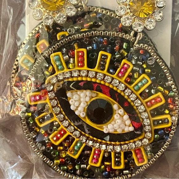 Colorful Beaded Evil Eye Earrings New in Packaging - Picture 3 of 3